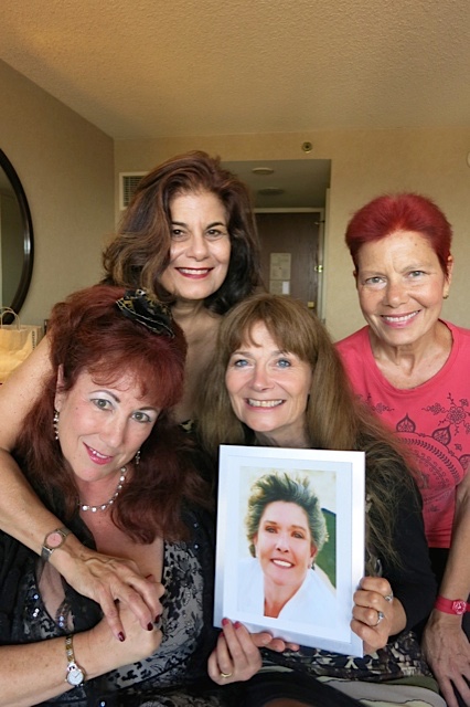 Annie Sprinkle, Veronica Vera, Veronica Hart, Candida Royalle (l to r). In photo: Gloria Leonard. (Photo: Andreas Hummel)